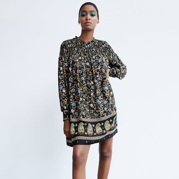 ZARA PRINTED MINI DRESS - Picture 6 of 9
